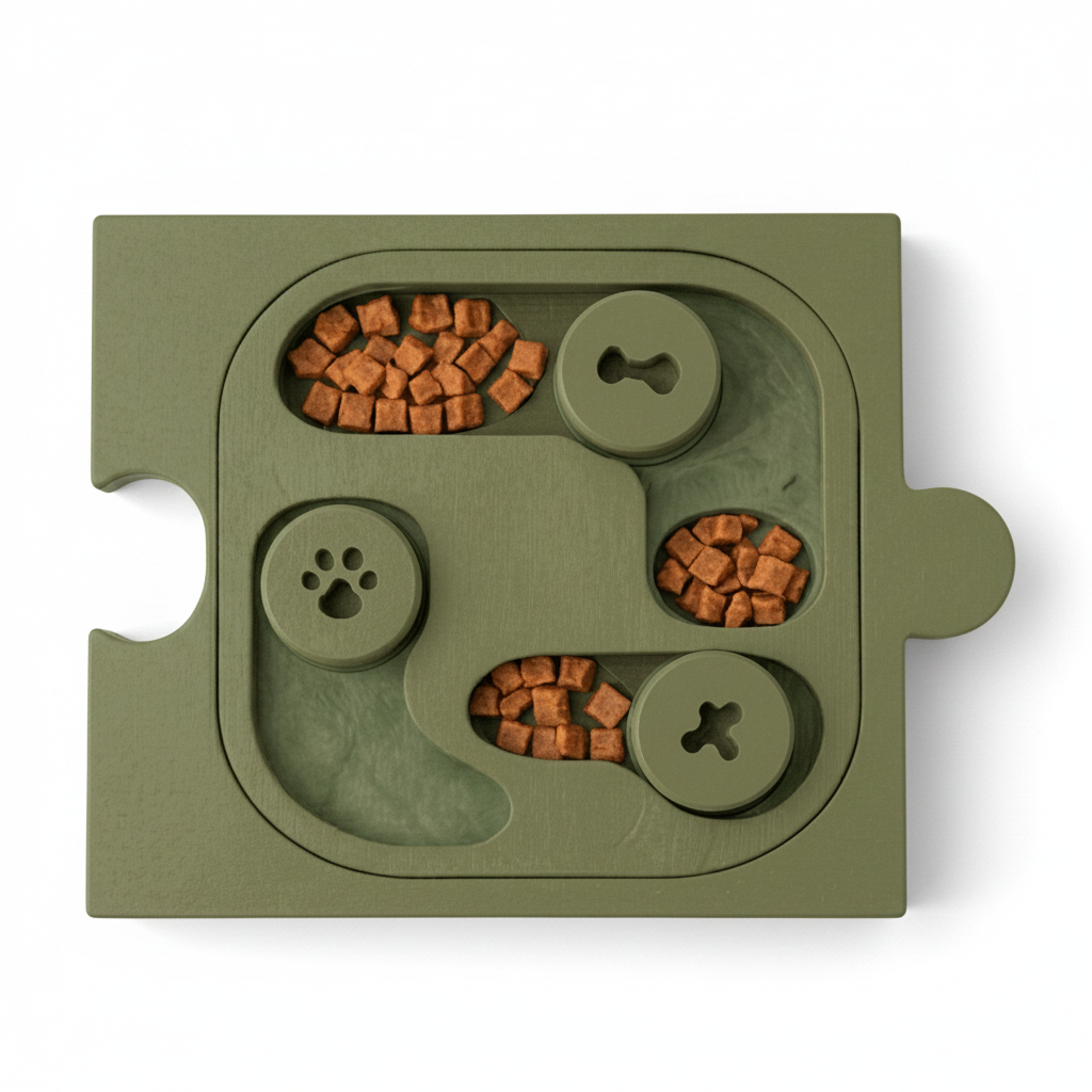 Kedi & Köpek Zeka Oyunu Mama Kabı – Puzzle Form Interactive Feeder