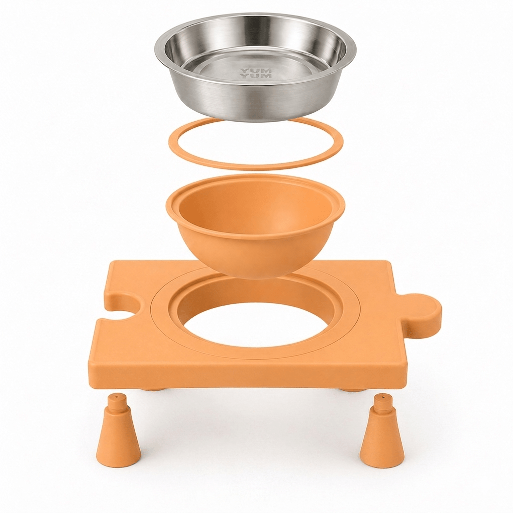 Kedi & Köpek Mama Kabı – Puzzle Form, Çelik Hazneli Minimal Tasarım - Yumyum